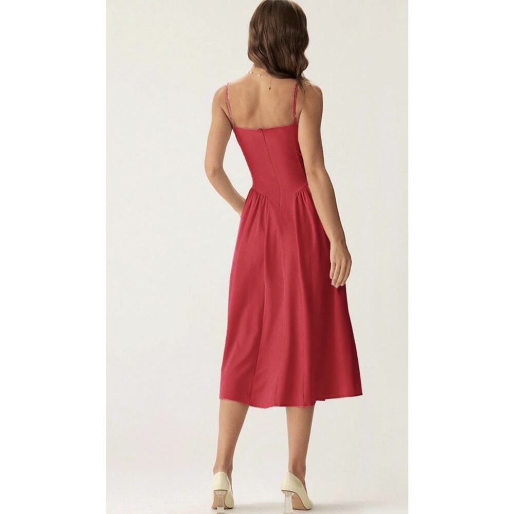 NWT RIHOAS Red Square Neck Midi Dress Strappy Sleeveless Pocket Elegant - Picture 4 of 10